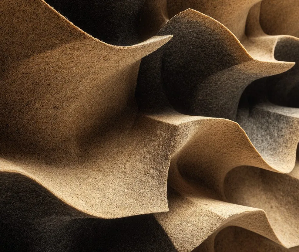 Paroi sculptée aux ondulations profondes, matière absorbant le son
